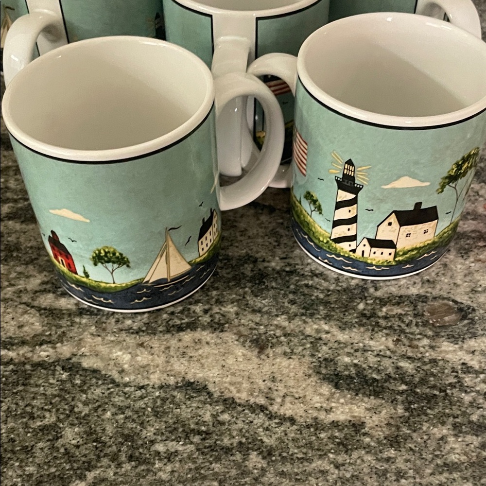 Coastal breeze Warren Kimble set of 8 Ceramic Mug Set
